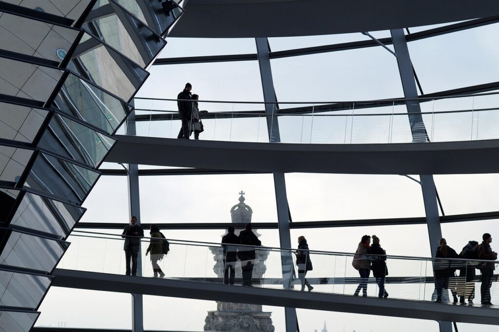 reichstag dome, building, people, silhouette, architecture, interior, dome, landmark, reichstag, berlin, germany, modern architecture, contemporary architecture, people, people, people, people, people, germany